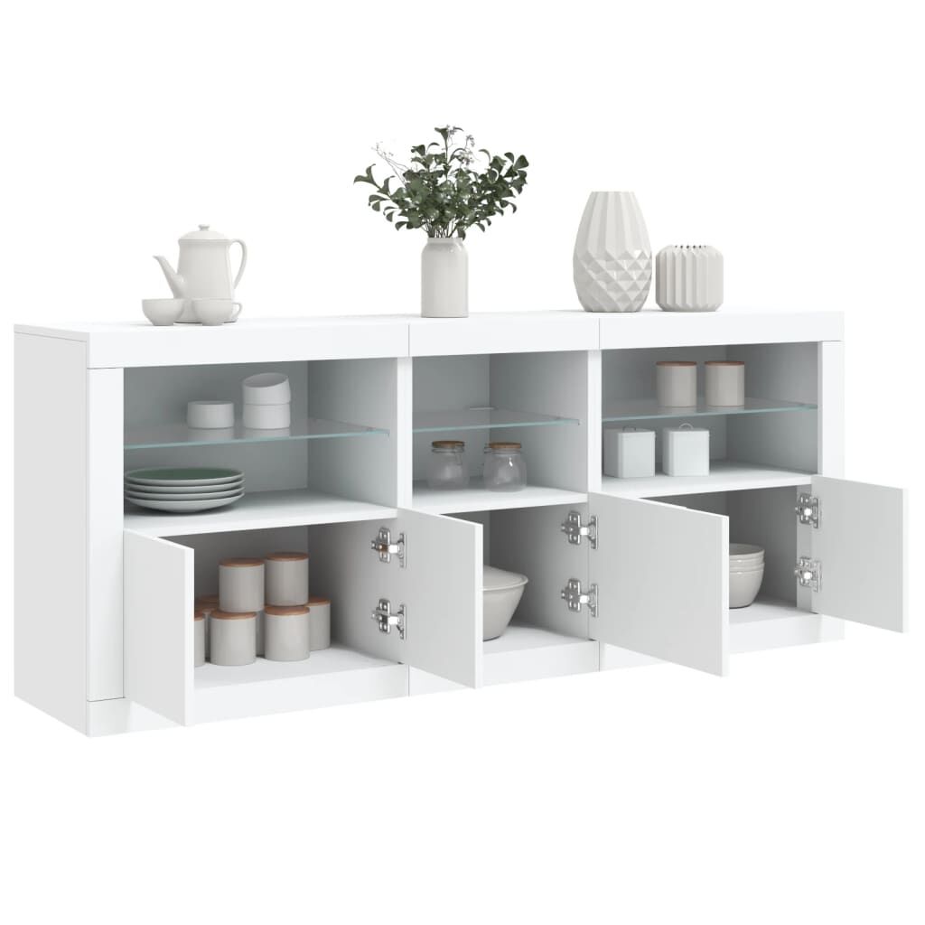Sideboard with LED Lights White 162x37x67 cm Price