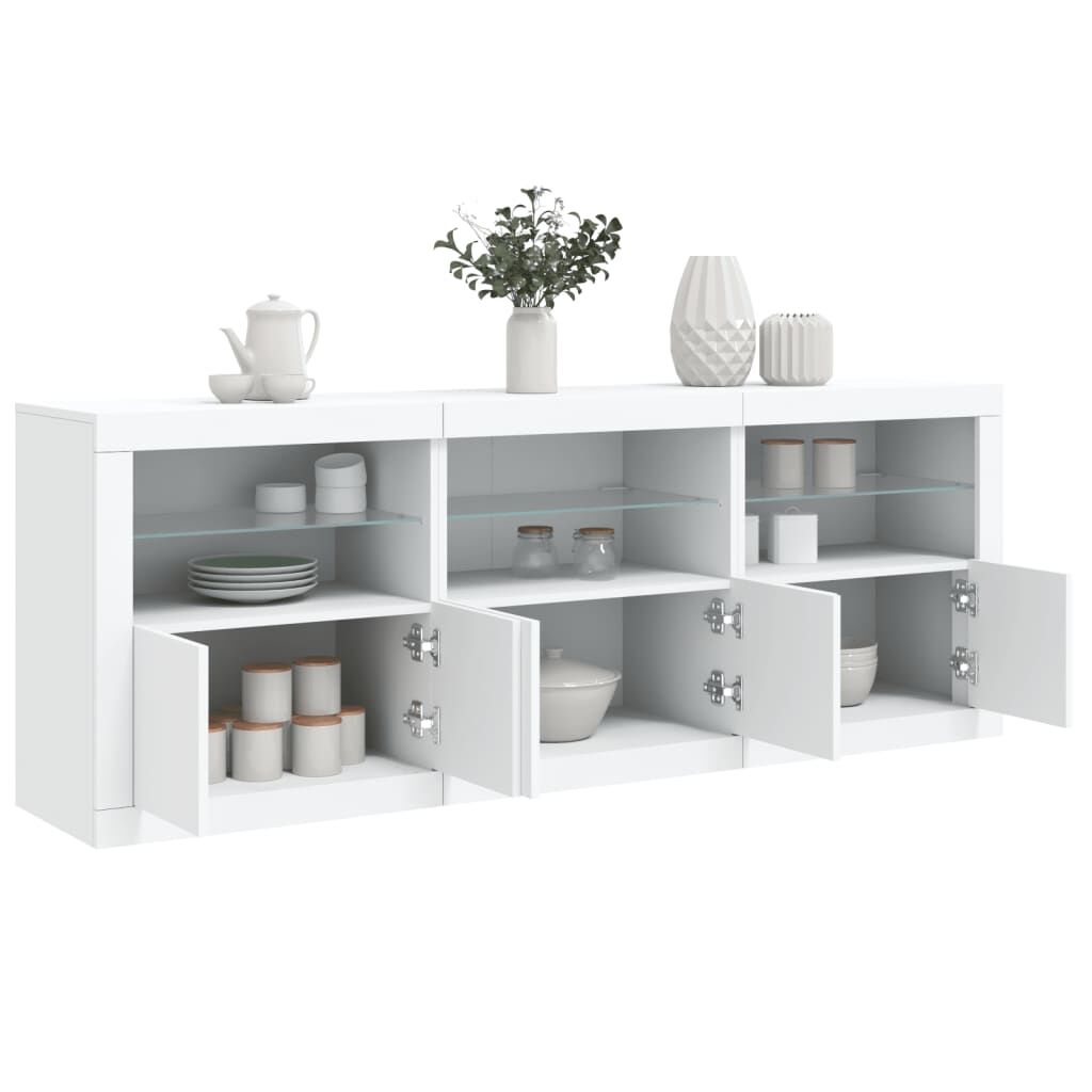 Sideboard with LED Lights White 181.5x37x67 cm Price