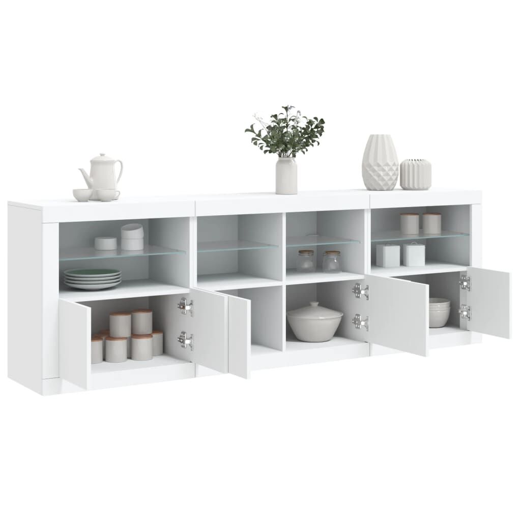 Sideboard with LED Lights White 202x37x67 cm Price