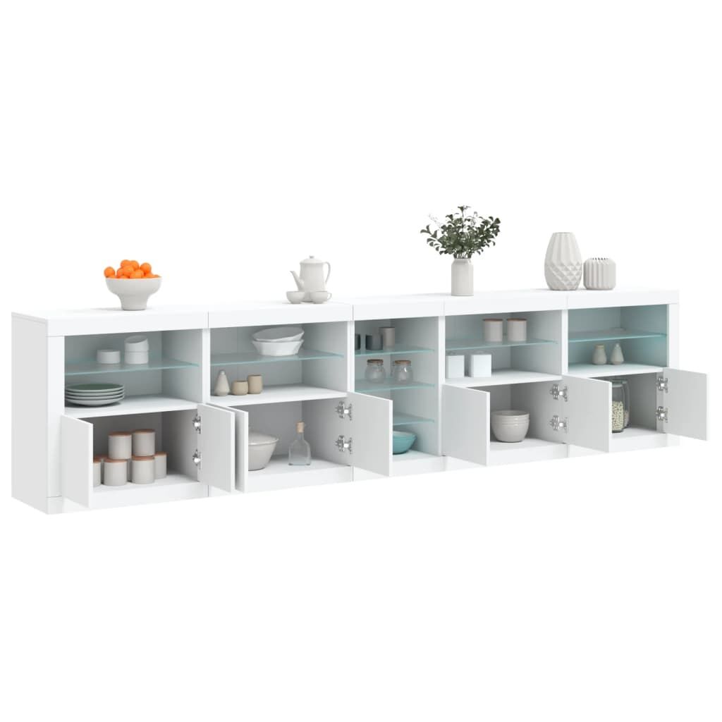 Sideboard with LED Lights White 283x37x67 cm Price