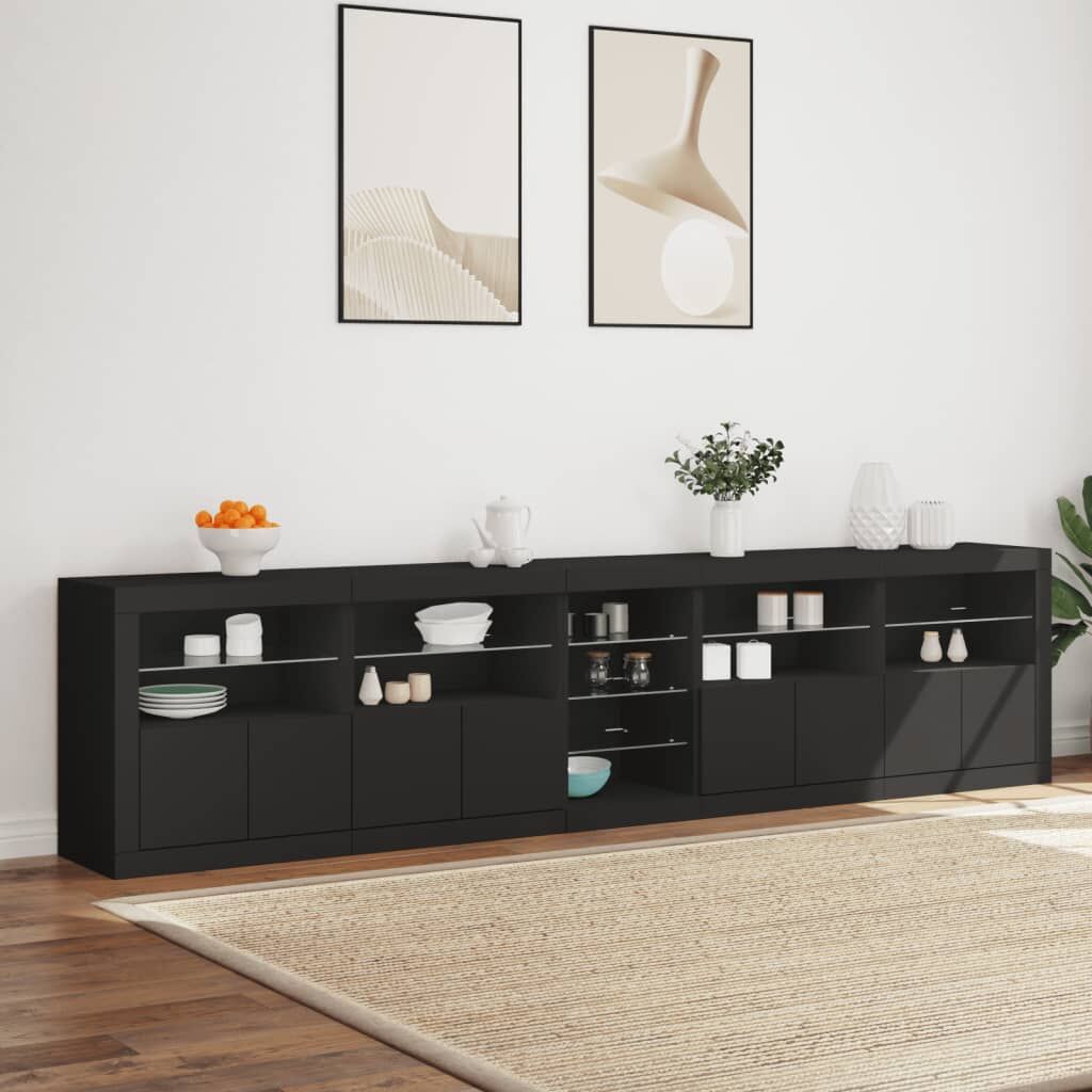 Sideboard with LED Lights Black 283x37x67 cm Price