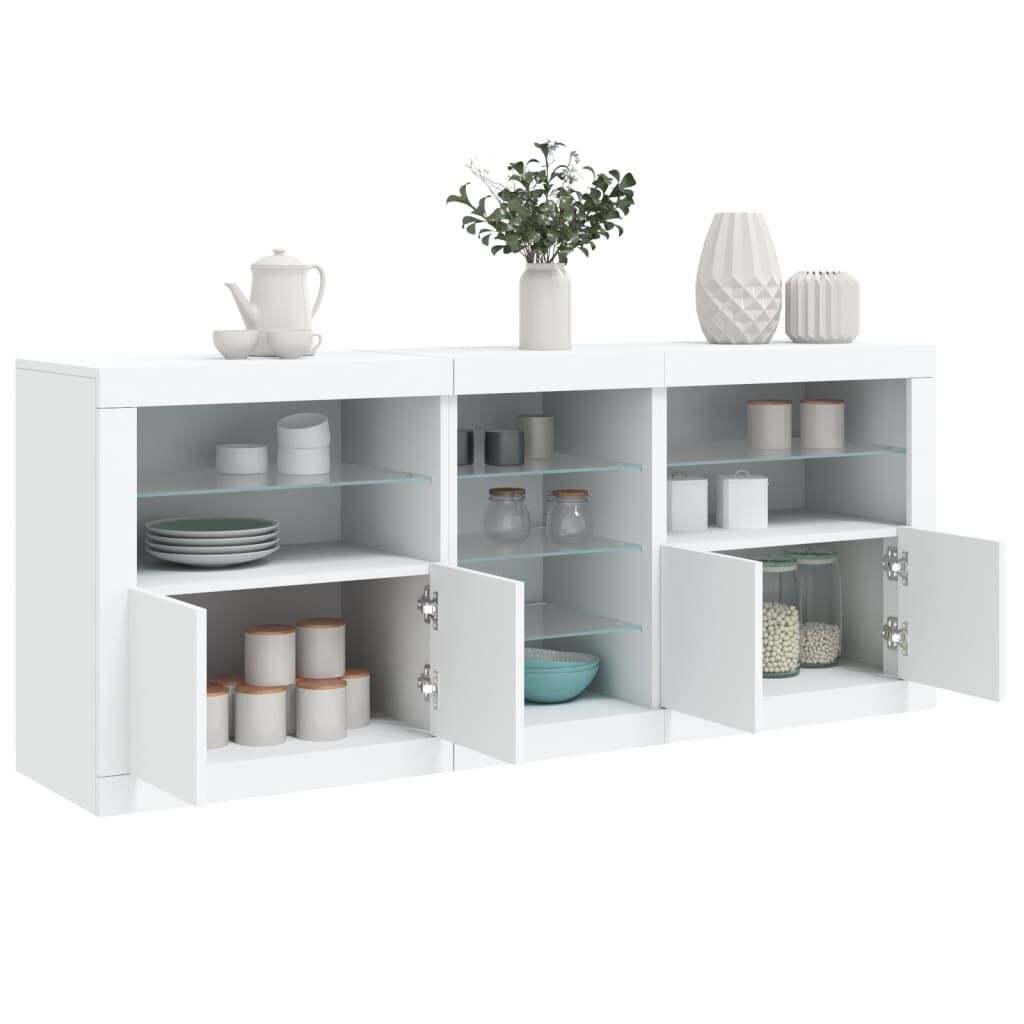 Sideboard with LED Lights White 162x37x67 cm Price