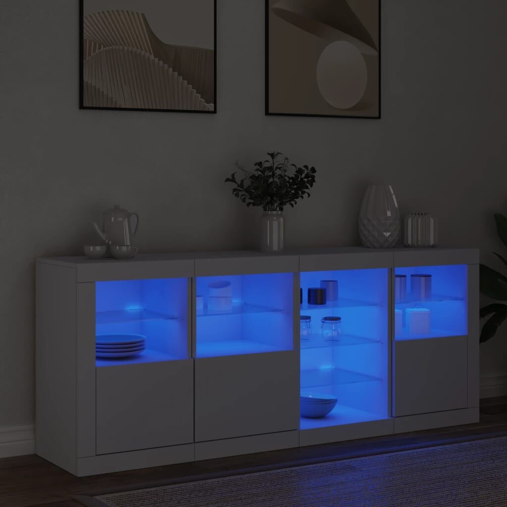 Sideboard with LED Lights White 164x37x67 cm Price