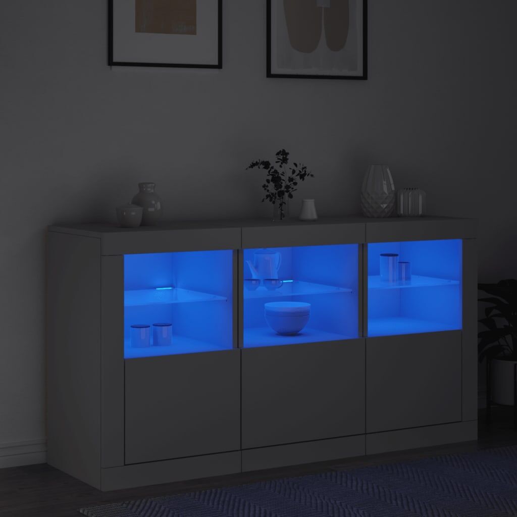 Sideboard with LED Lights White 123x37x67 cm Price