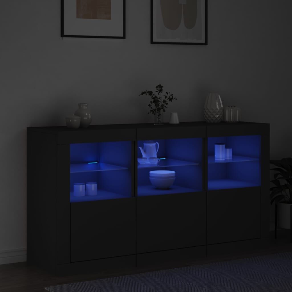 Sideboard with LED Lights Black 123x37x67 cm Price