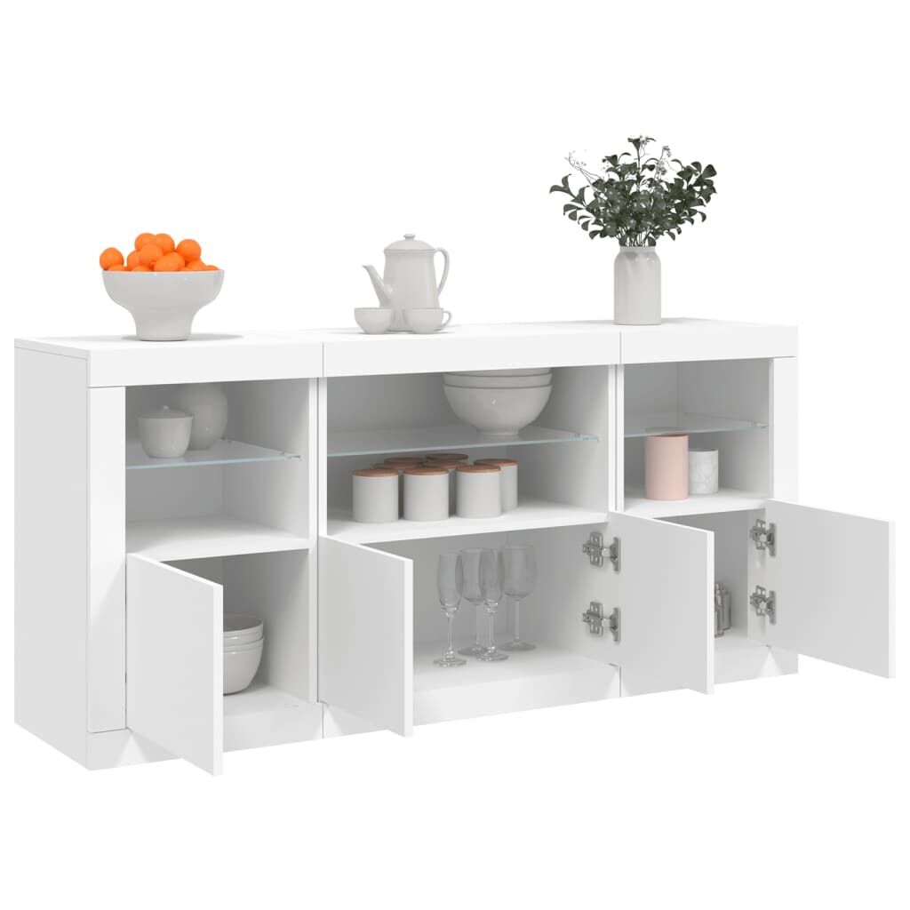 Sideboard with LED Lights White 142.5x37x67 cm Price