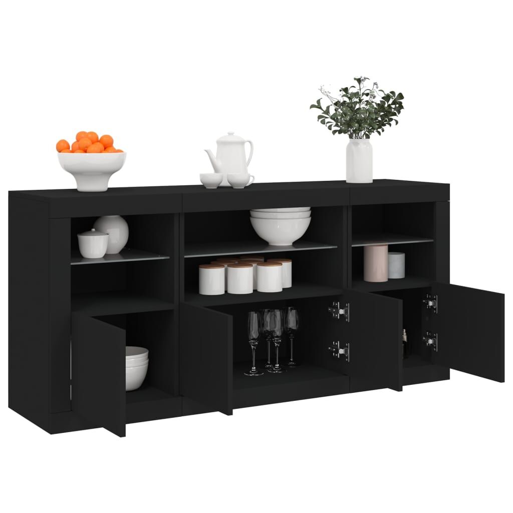 Sideboard with LED Lights Black 142.5x37x67 cm Price