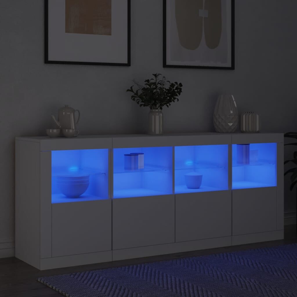 Sideboard with LED Lights White 163x37x67 cm Price