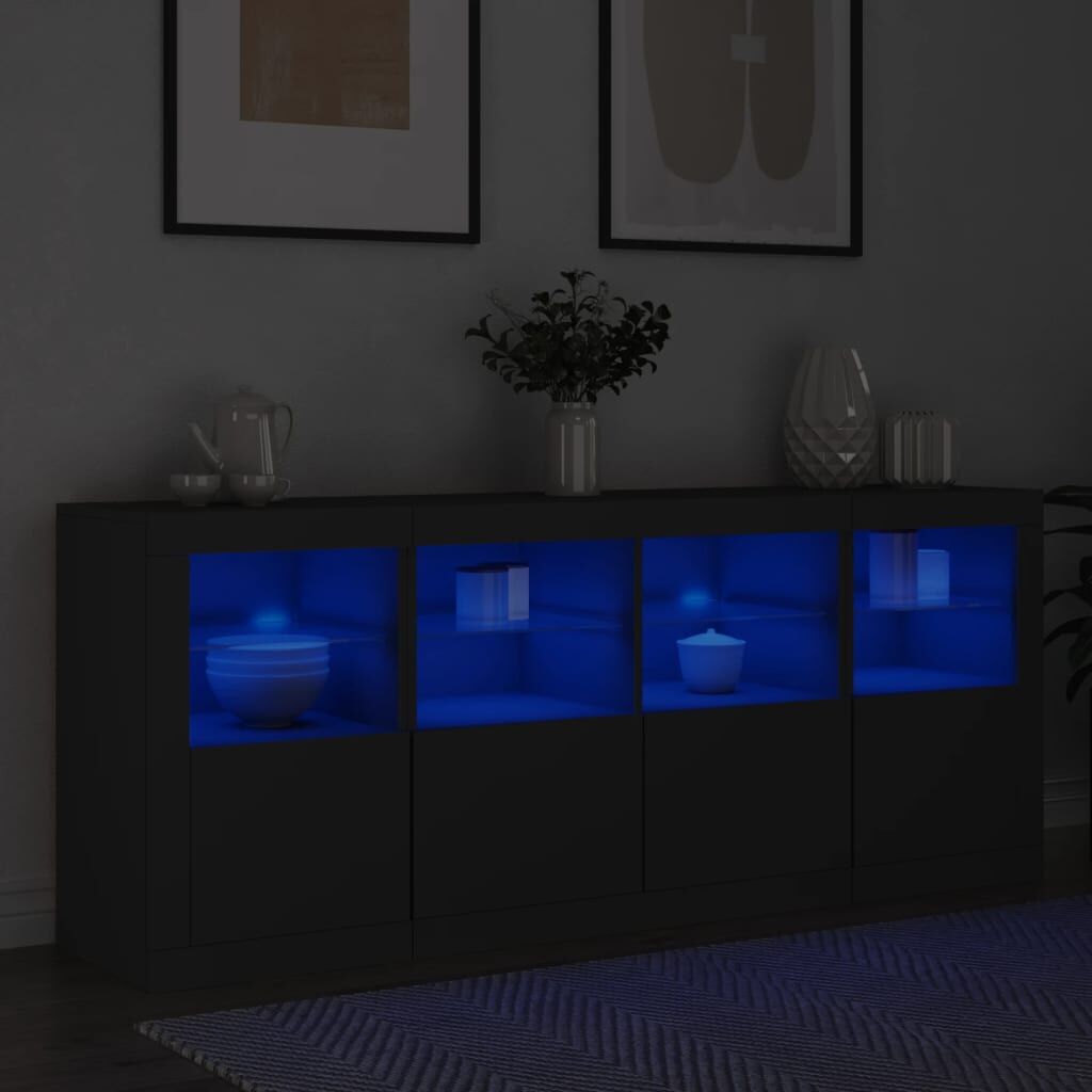 Sideboard with LED Lights Black 163x37x67 cm Price