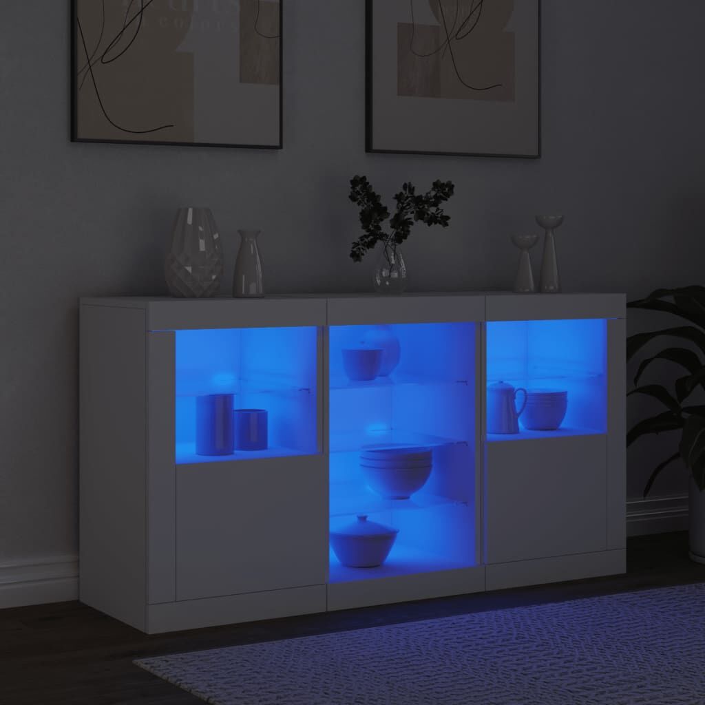 Sideboard with LED Lights White 123x37x67 cm Price
