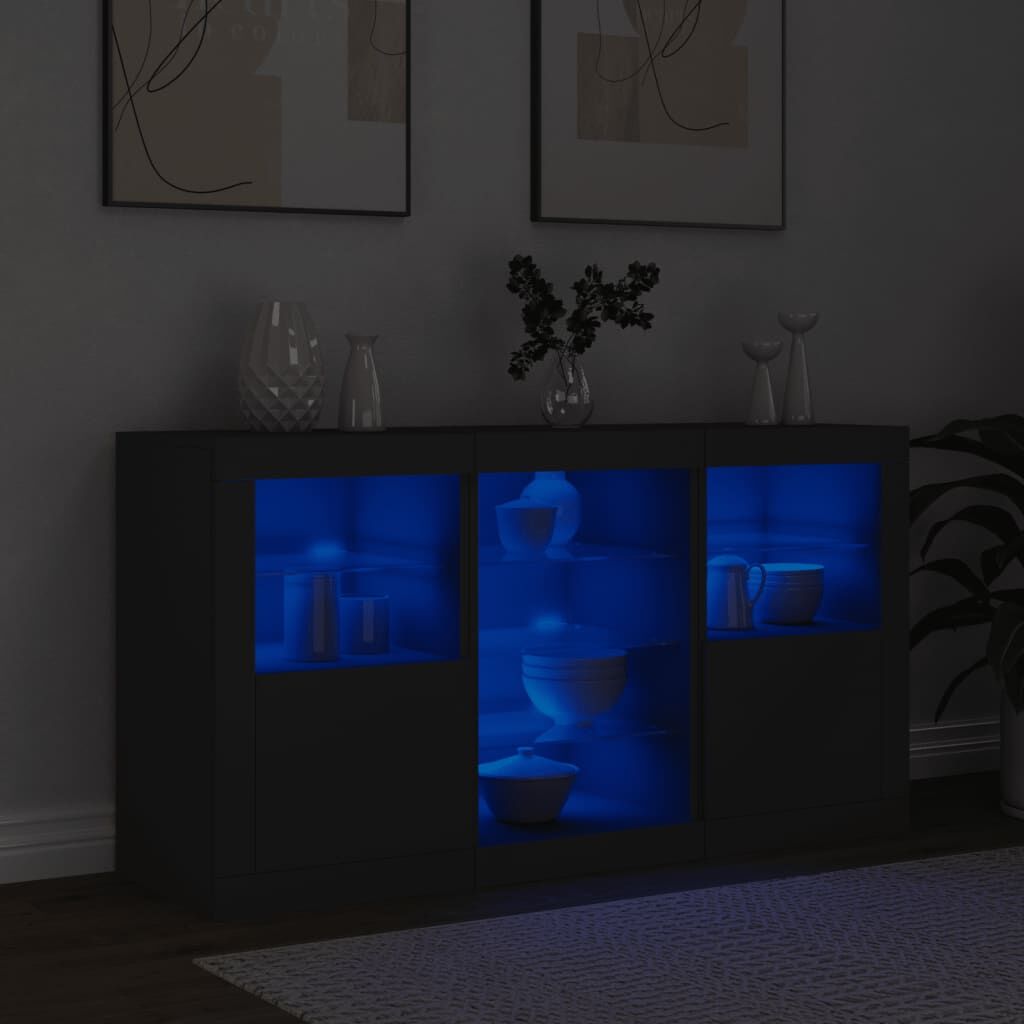 Sideboard with LED Lights Black 123x37x67 cm Price