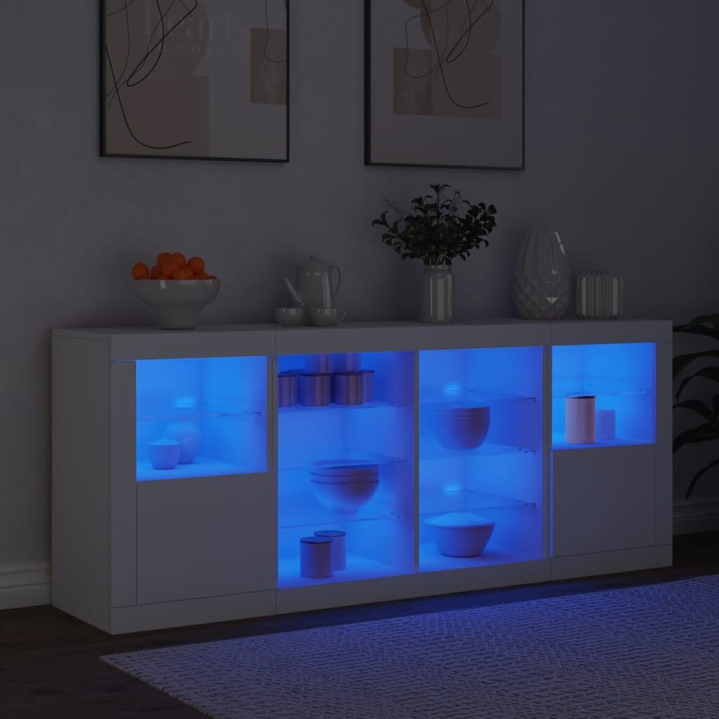 Sideboard with LED Lights White 163x37x67 cm Price
