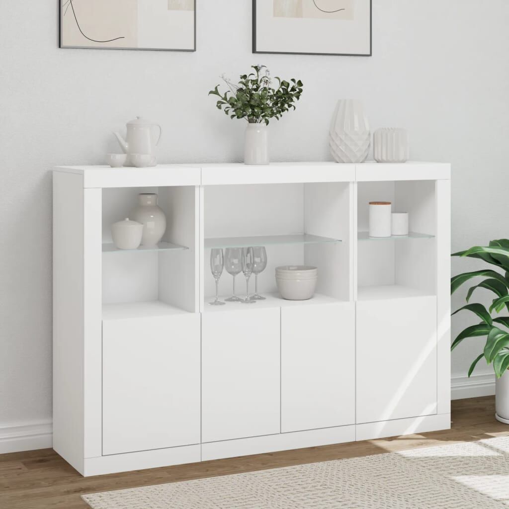 Sideboards with LED Lights 3 pcs White Engineered Wood Price