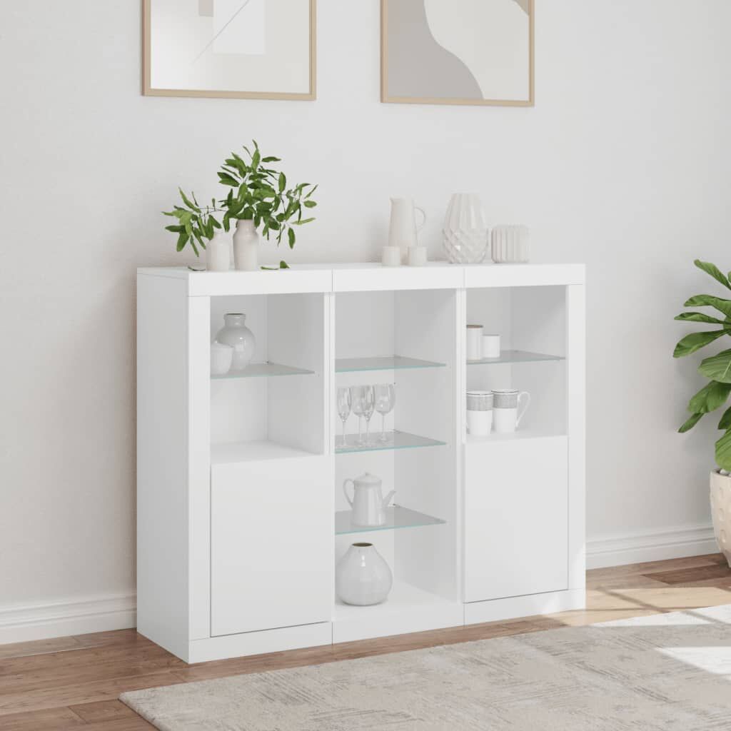 Sideboards with LED Lights 3 pcs White Engineered Wood Price