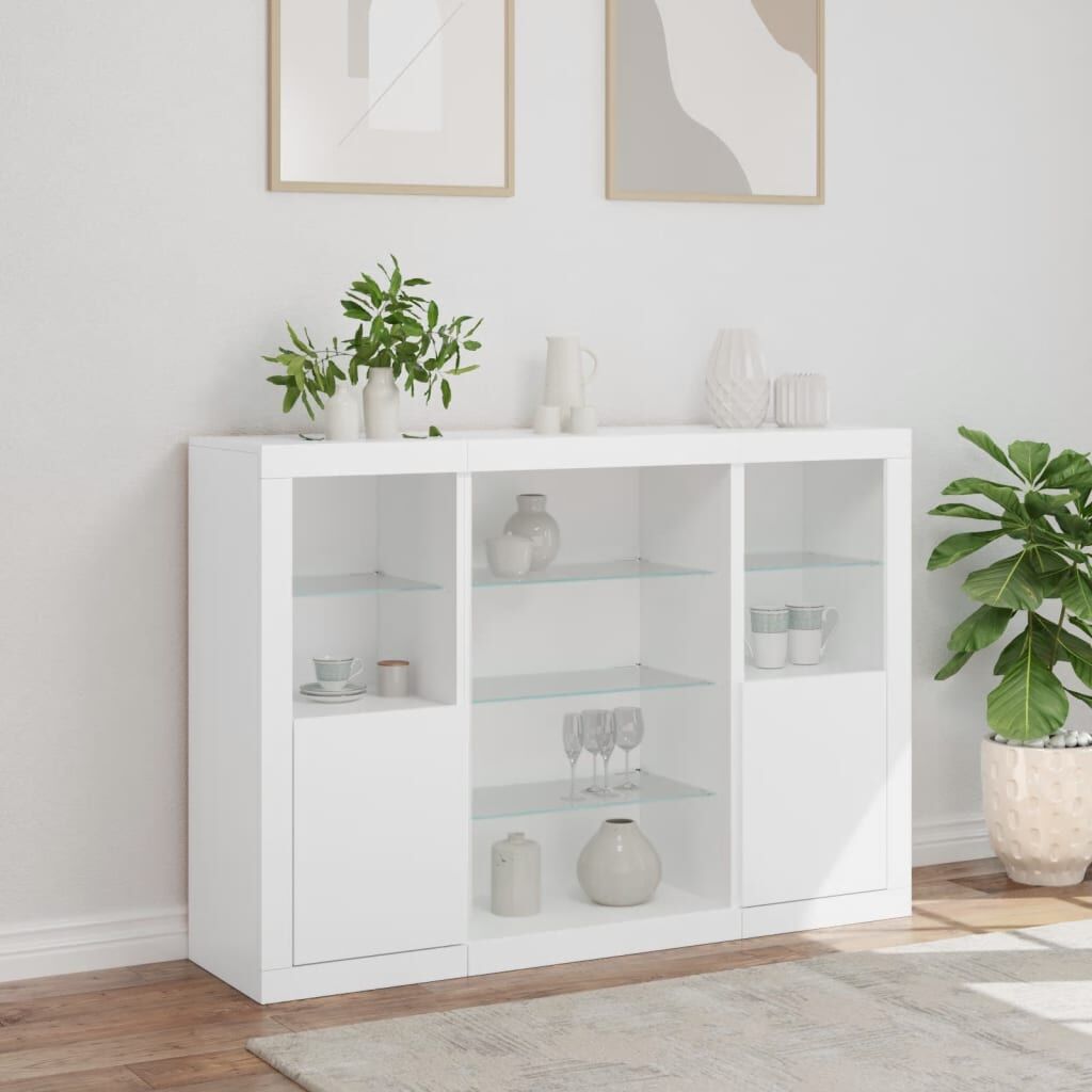 Sideboards with LED Lights 3 pcs White Engineered Wood Price