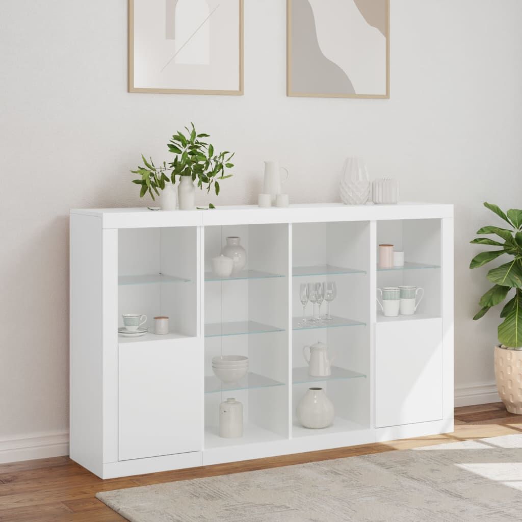 Sideboards with LED Lights 3 pcs White Engineered Wood Price