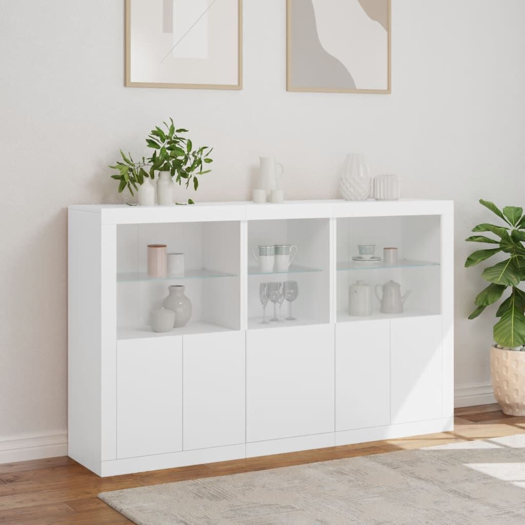 Sideboard with LED Lights White 162x37x100 cm Price