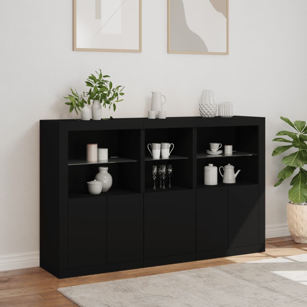 Sideboard with LED Lights Black 162x37x100 cm Price