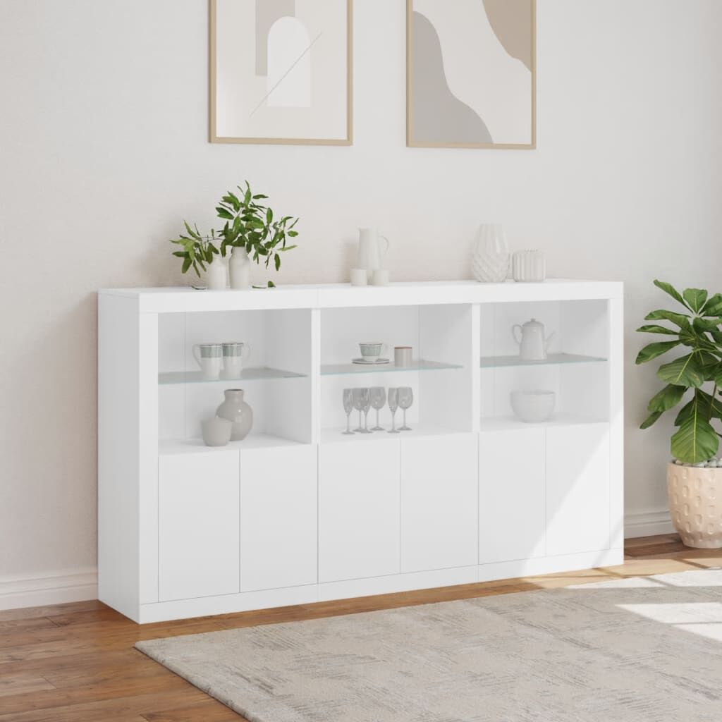 Sideboard with LED Lights White 181.5x37x100 cm Price
