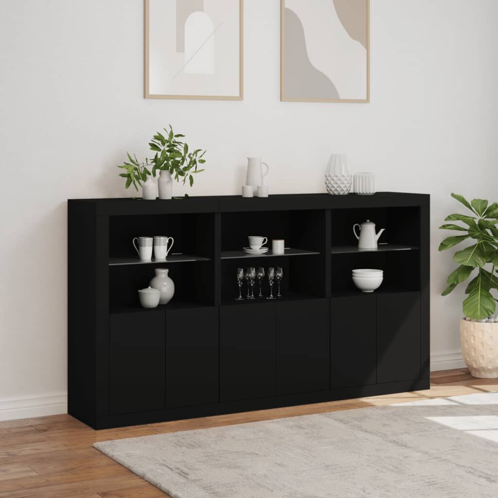 Sideboard with LED Lights Black 181.5x37x100 cm Price