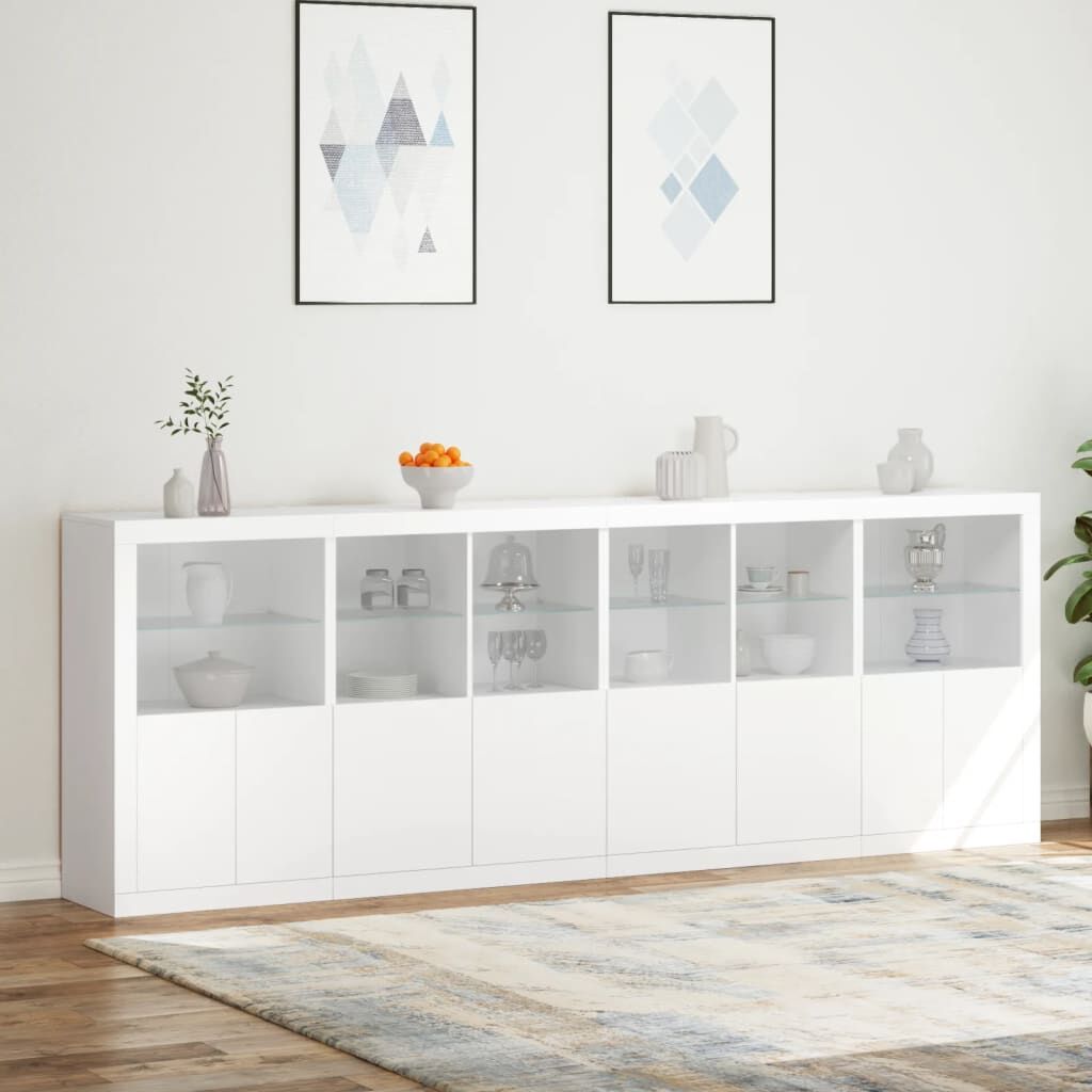 Sideboard with LED Lights White 283x37x100 cm Price