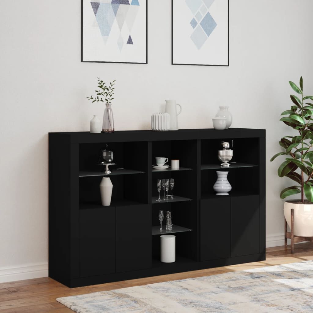 Sideboard with LED Lights Black 162x37x100 cm Price