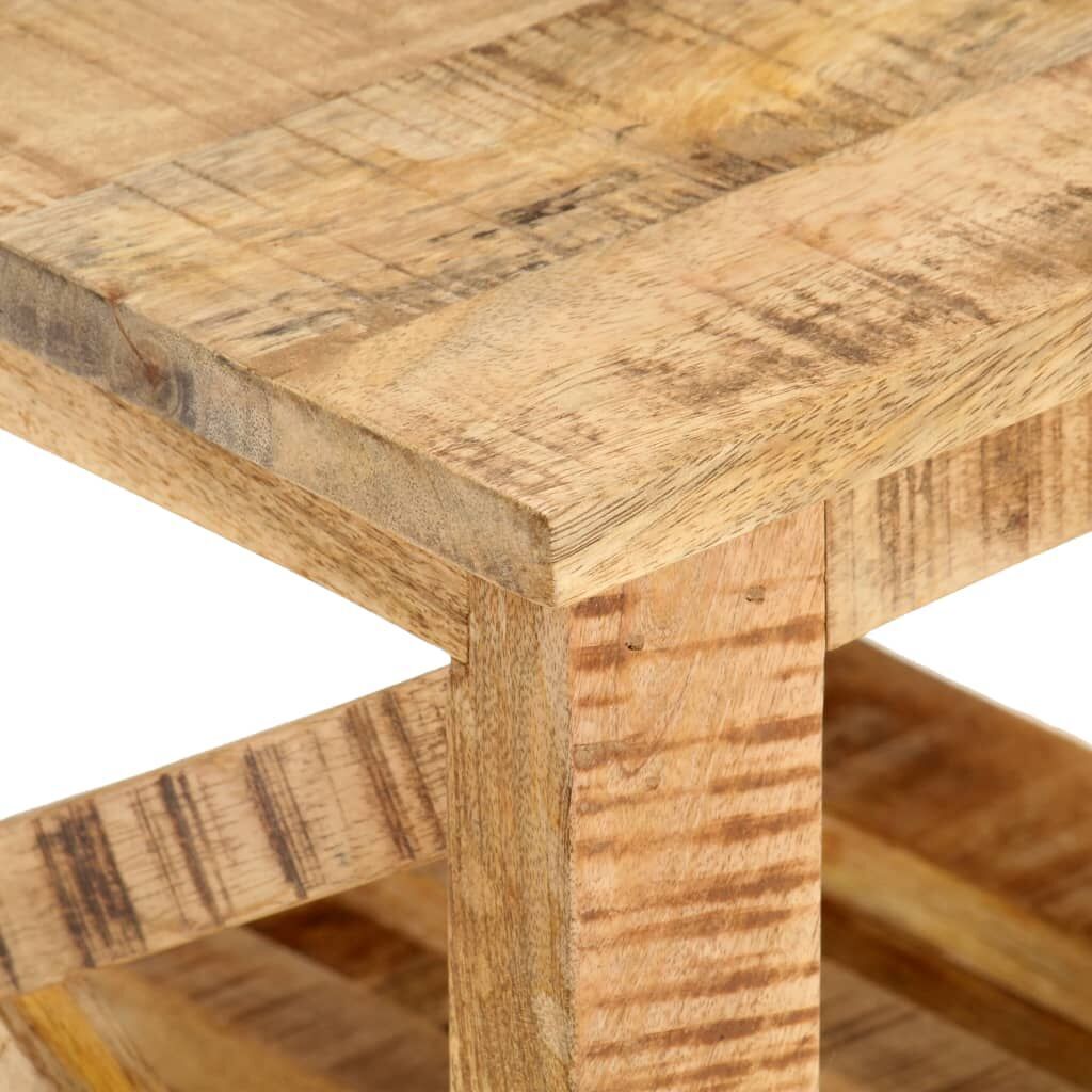 Side Table with Wheels 40x40x42 cm Rough Mango Wood Price