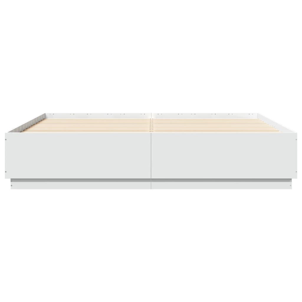 Bed Frame with LED without Mattress White 183x203 cm King Price