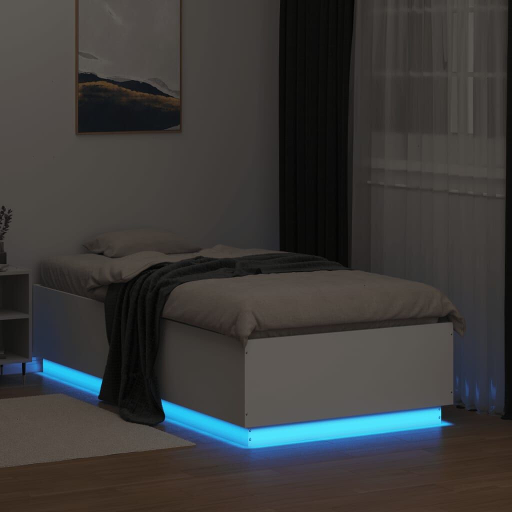 Bed Frame with LED without Mattress White 90x190 cm Price