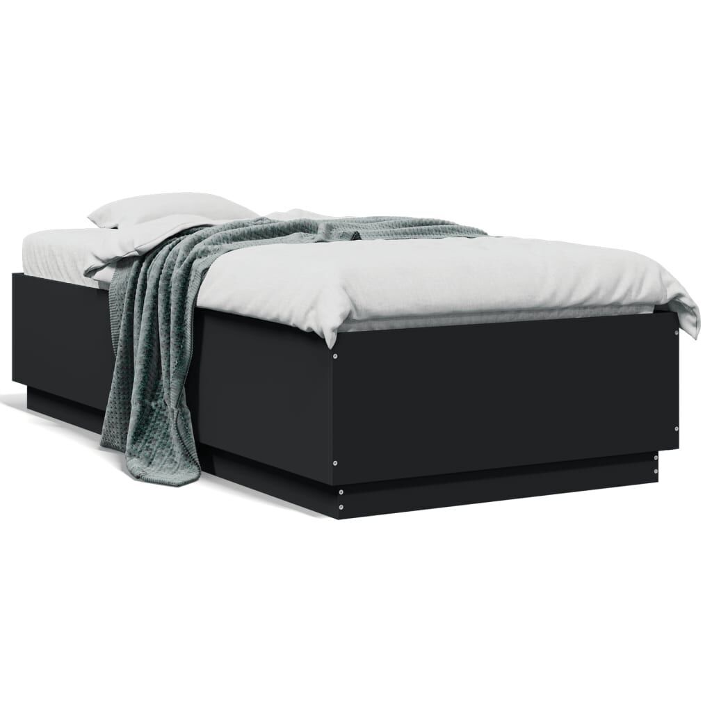Bed Frame with LED without Mattress Black 90x190 cm Price
