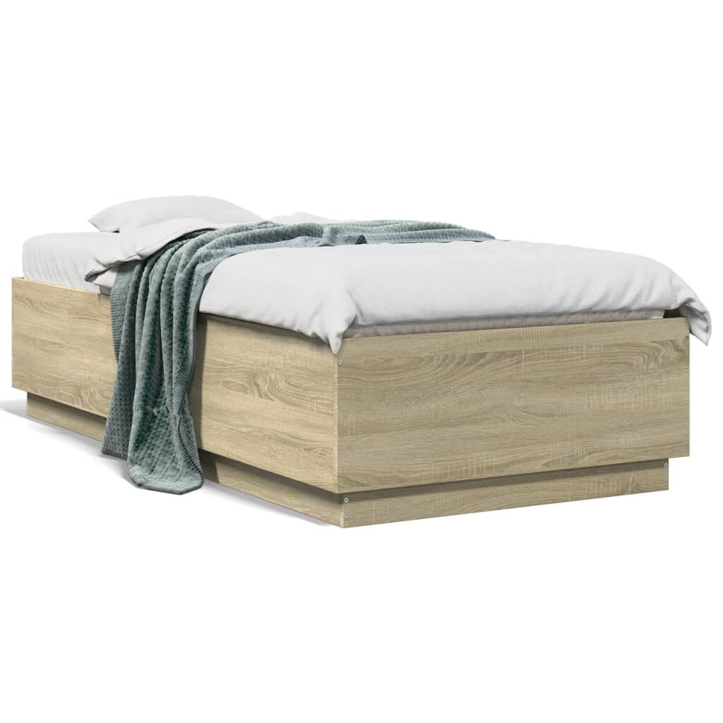 Bed Frame with LED without Mattress Sonoma Oak 90x190 cm Price