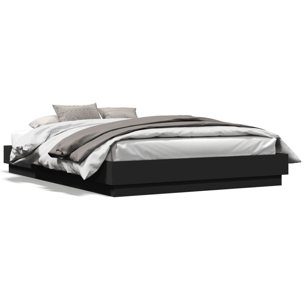 Bed Frame with LED without Mattress Black 150x200 cm Price