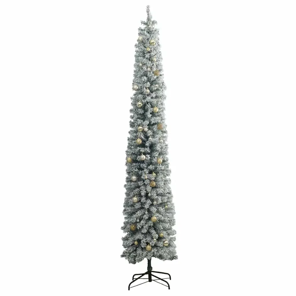 Slim Christmas Tree 300 LEDs & Ball Set & Flocked Snow 300 cm Price