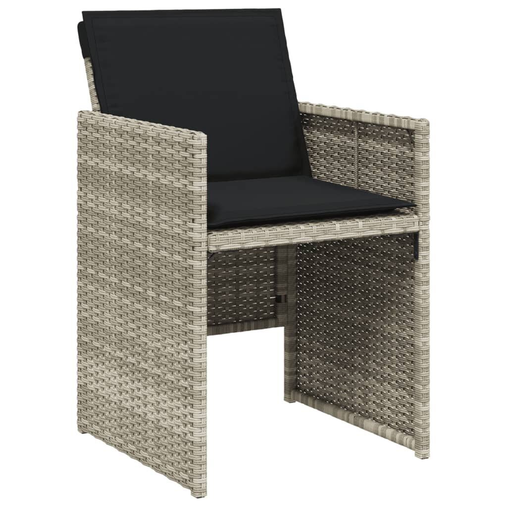 7 Piece Garden Dining Set with Cushions Light Grey Poly Rattan Price