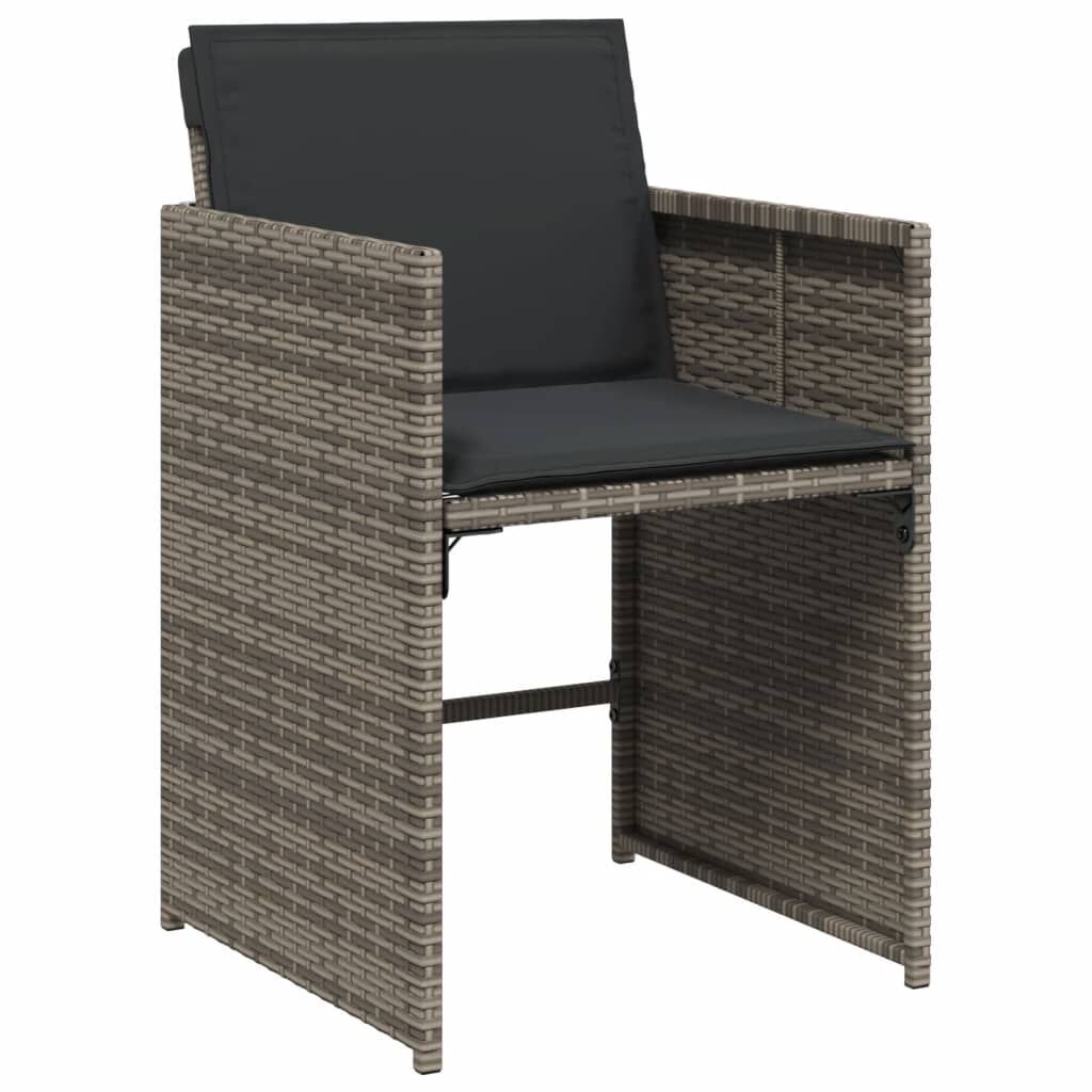 7 Piece Garden Dining Set with Cushions Grey Poly Rattan Price