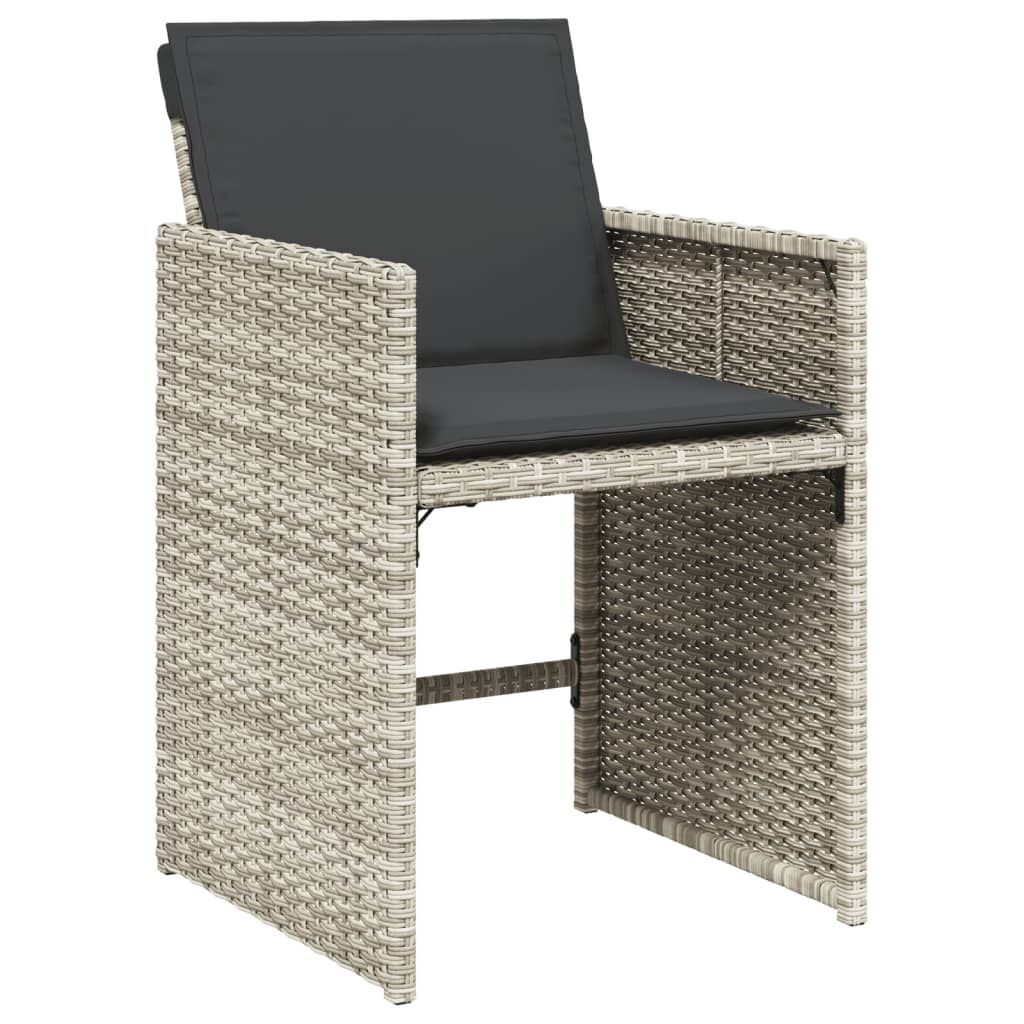 9 Piece Garden Dining Set with Cushions Light Grey Poly Rattan Price