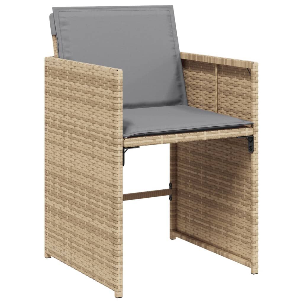 15 Piece Garden Dining Set with Cushions Mix Beige Poly Rattan Price