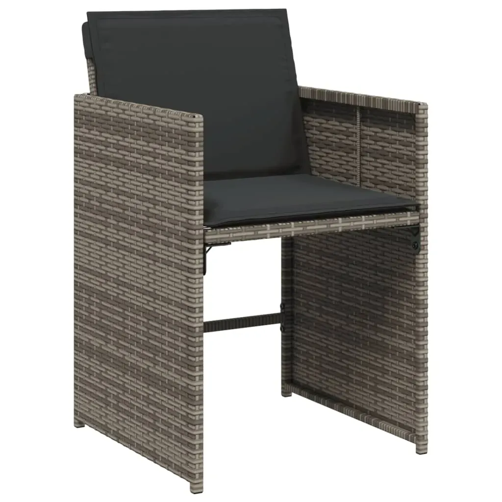 11 Piece Garden Dining Set with Cushions Grey Poly Rattan Price