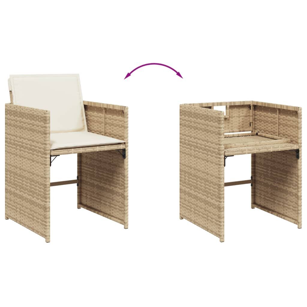 11 Piece Garden Dining Set with Cushions Beige Poly Rattan Price