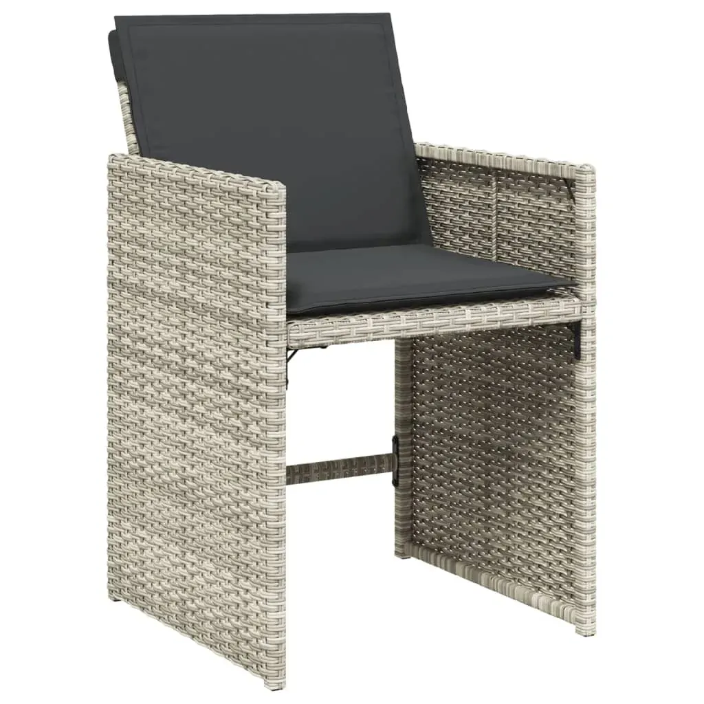 15 Piece Garden Dining Set with Cushions Light Grey Poly Rattan Price