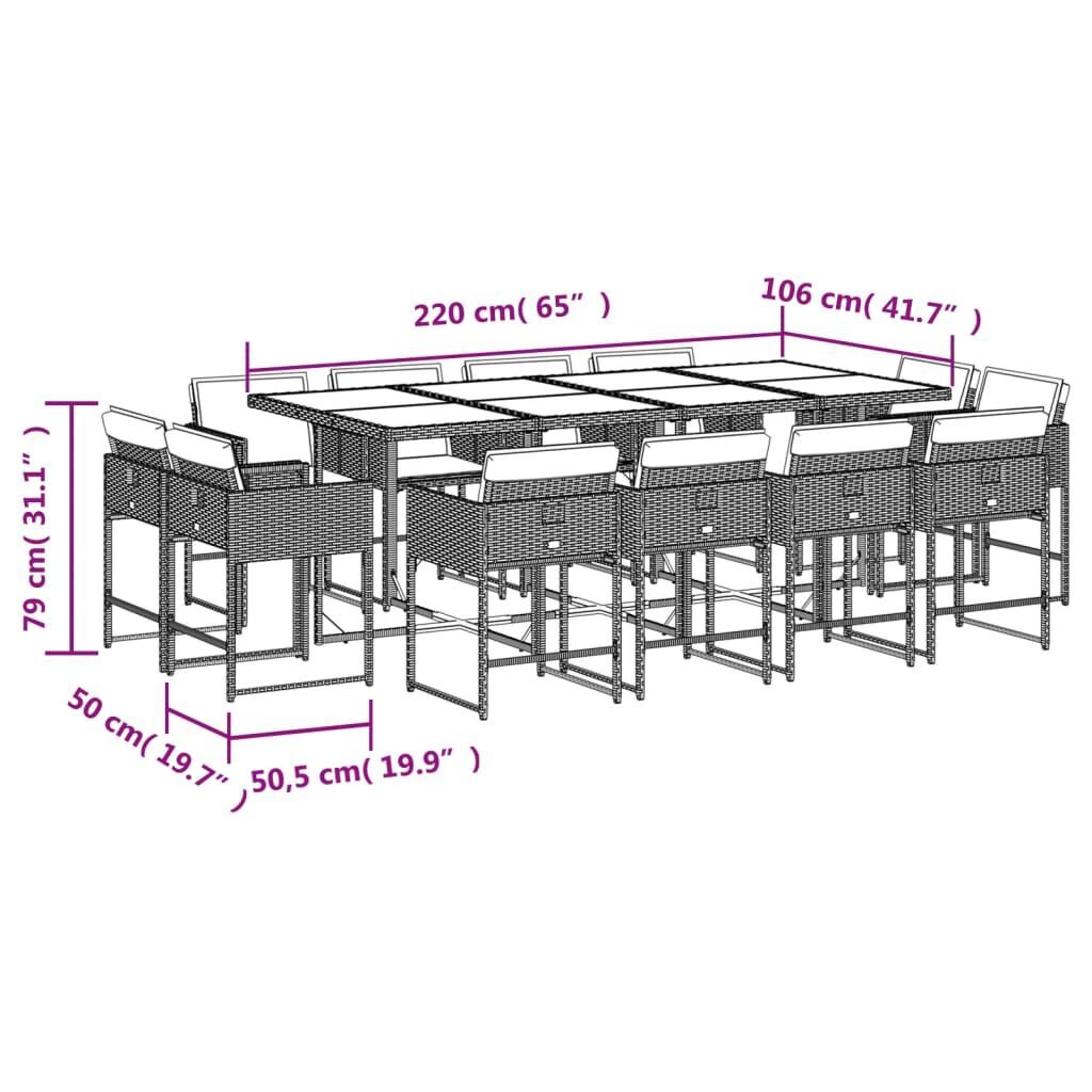 13 Piece Garden Dining Set with Cushions Black Poly Rattan Price