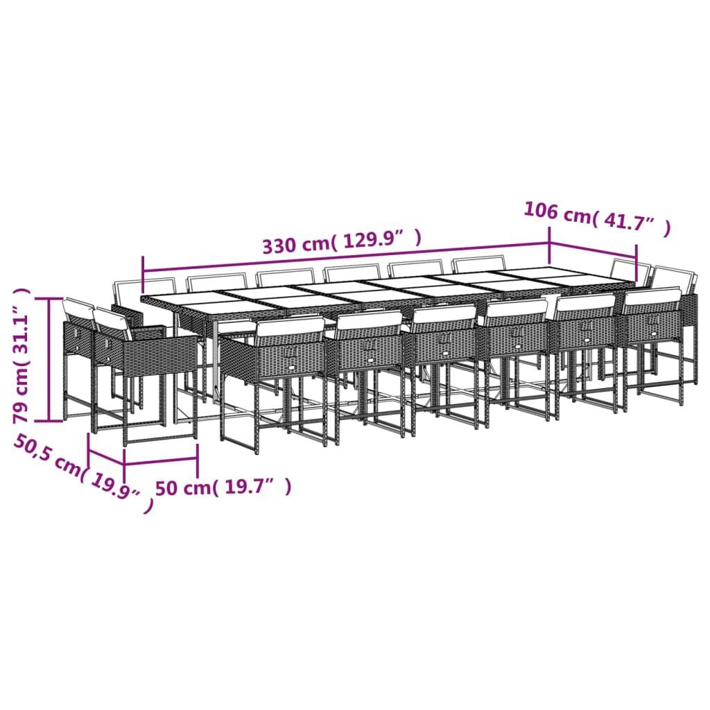 17 Piece Garden Dining Set with Cushions Mix Beige Poly Rattan Price