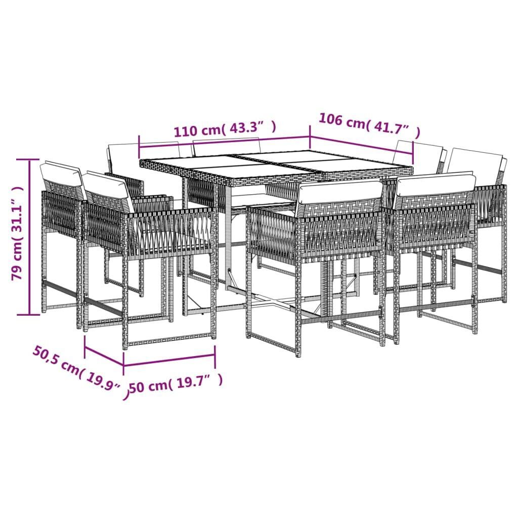 9 Piece Garden Dining Set with Cushions Mix Beige Poly Rattan Price