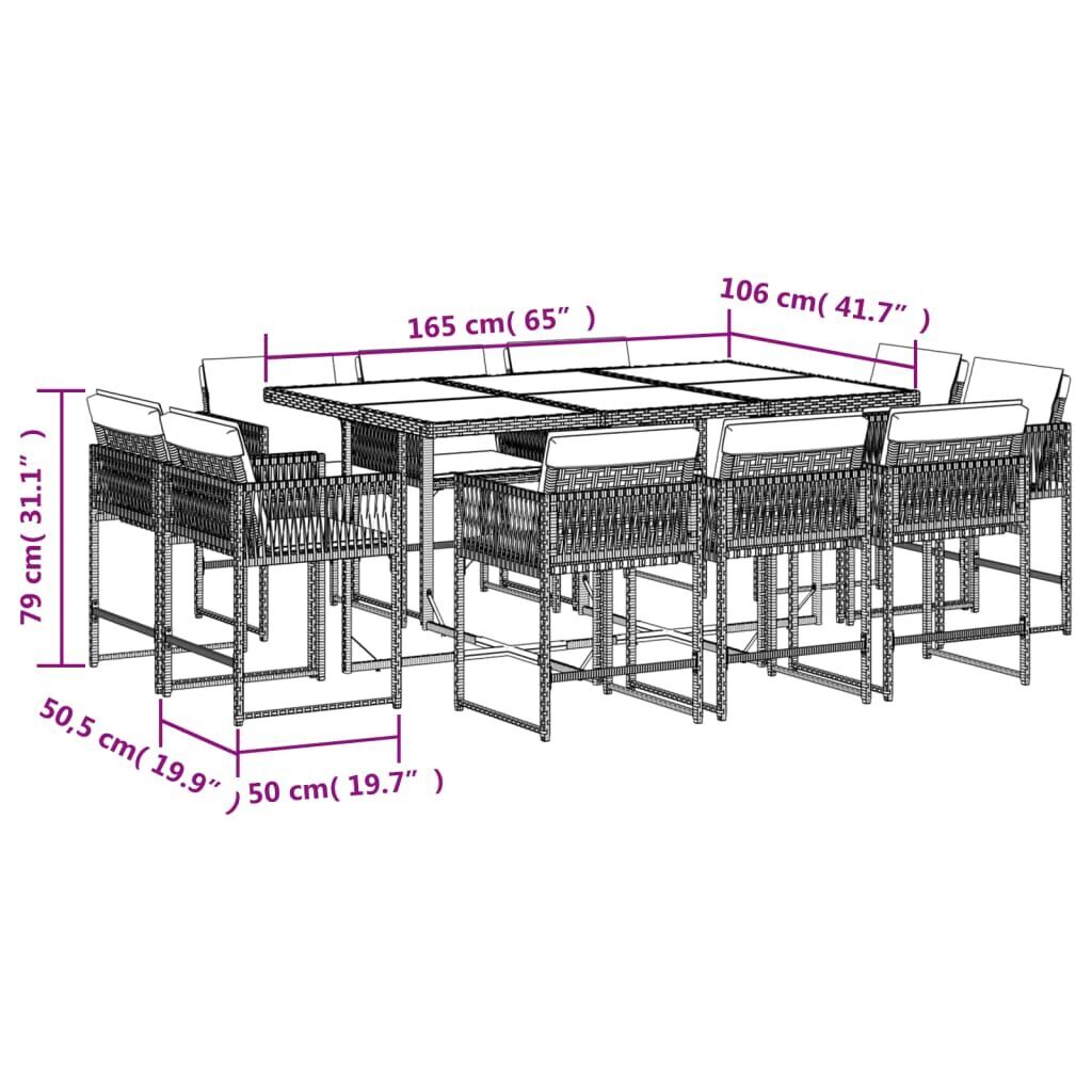 11 Piece Garden Dining Set with Cushions Mix Beige Poly Rattan Price