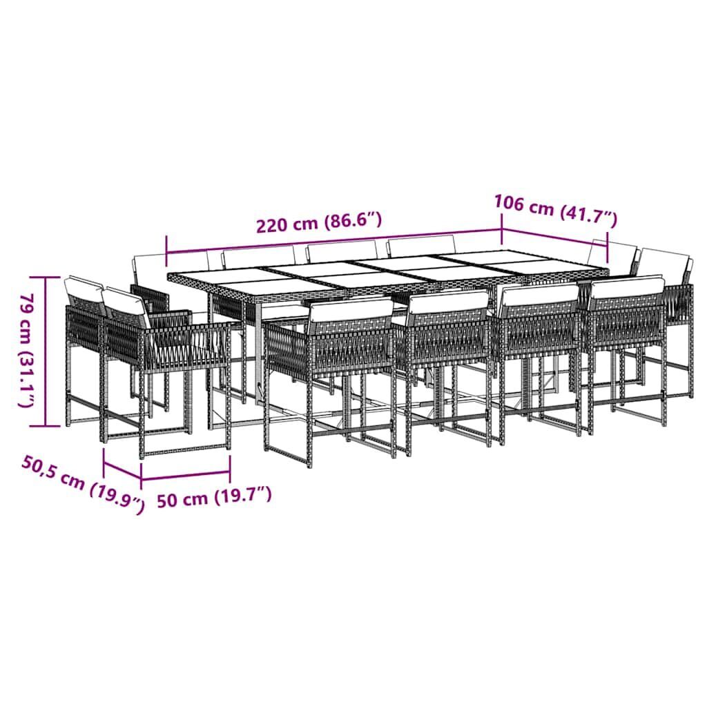 13 Piece Garden Dining Set with Cushions Black Poly Rattan Price