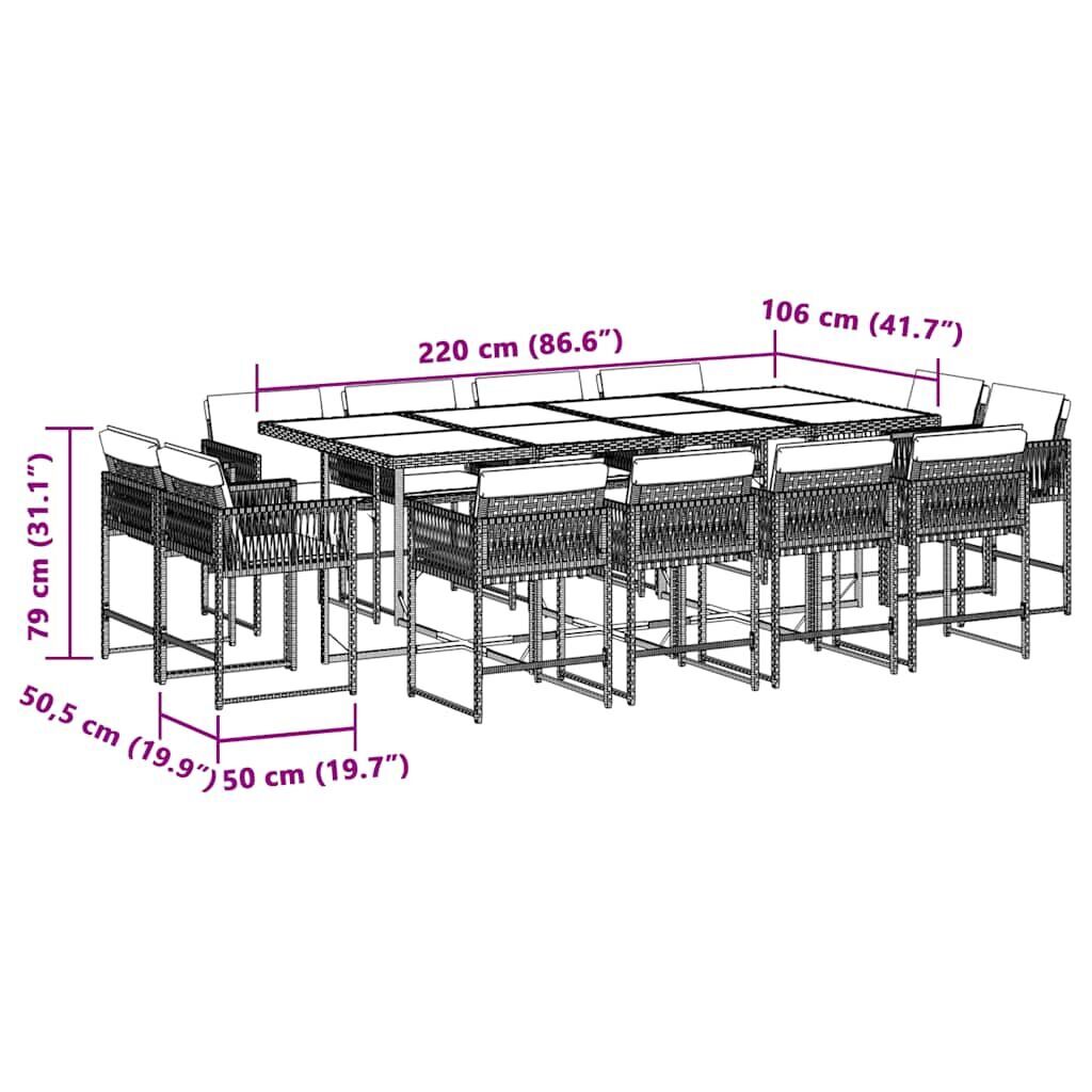 13 Piece Garden Dining Set with Cushions Mix Beige Poly Rattan Price