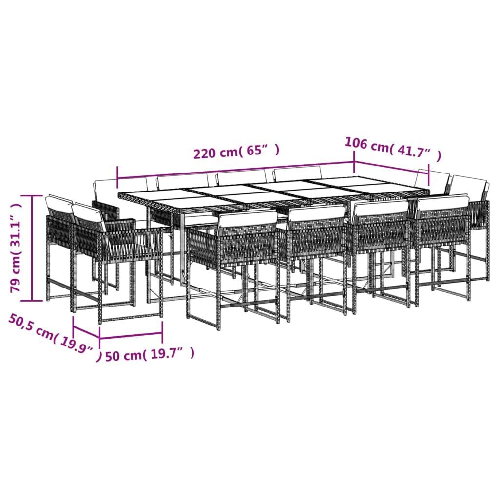 13 Piece Garden Dining Set with Cushions Black Poly Rattan Price
