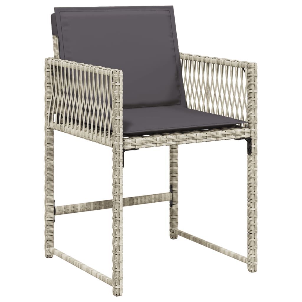 11 Piece Garden Dining Set with Cushions Light Grey Poly Rattan Price
