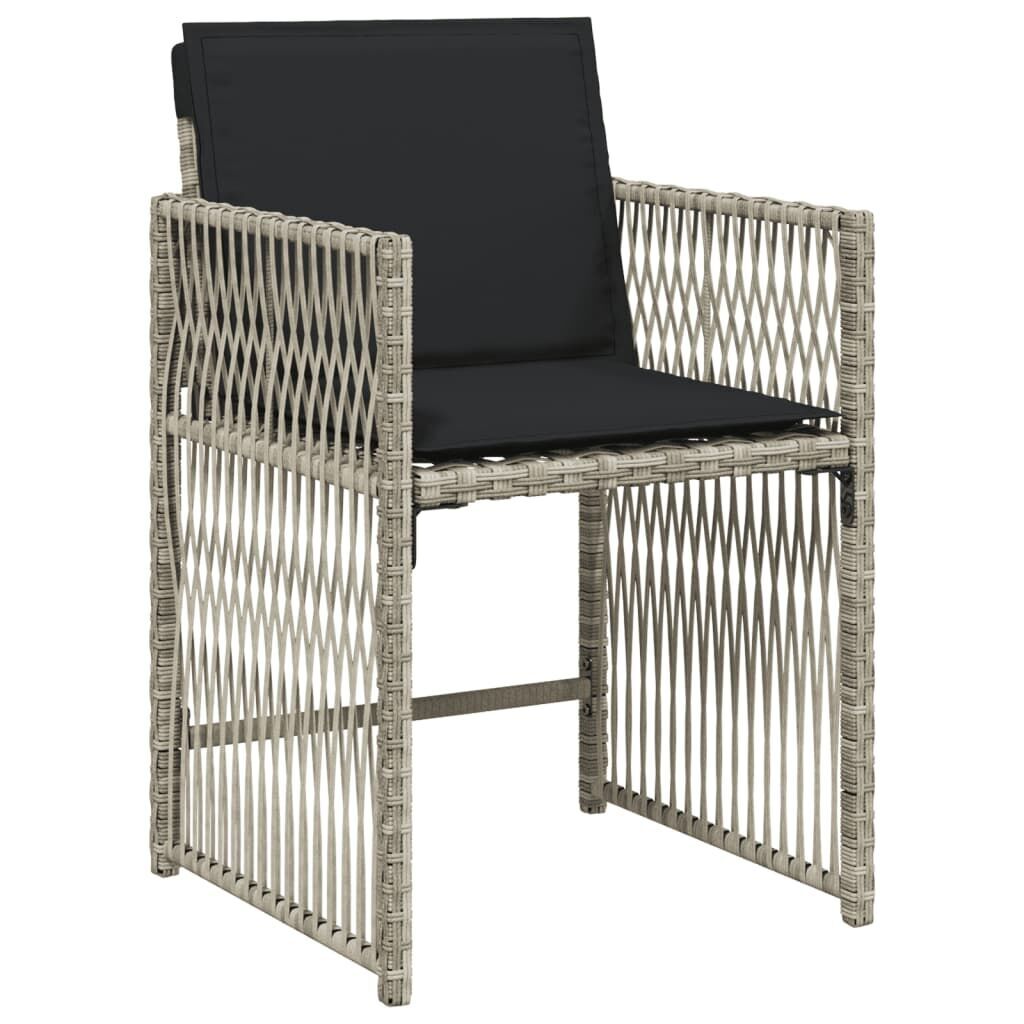 15 Piece Garden Dining Set with Cushions Light Grey Poly Rattan Price