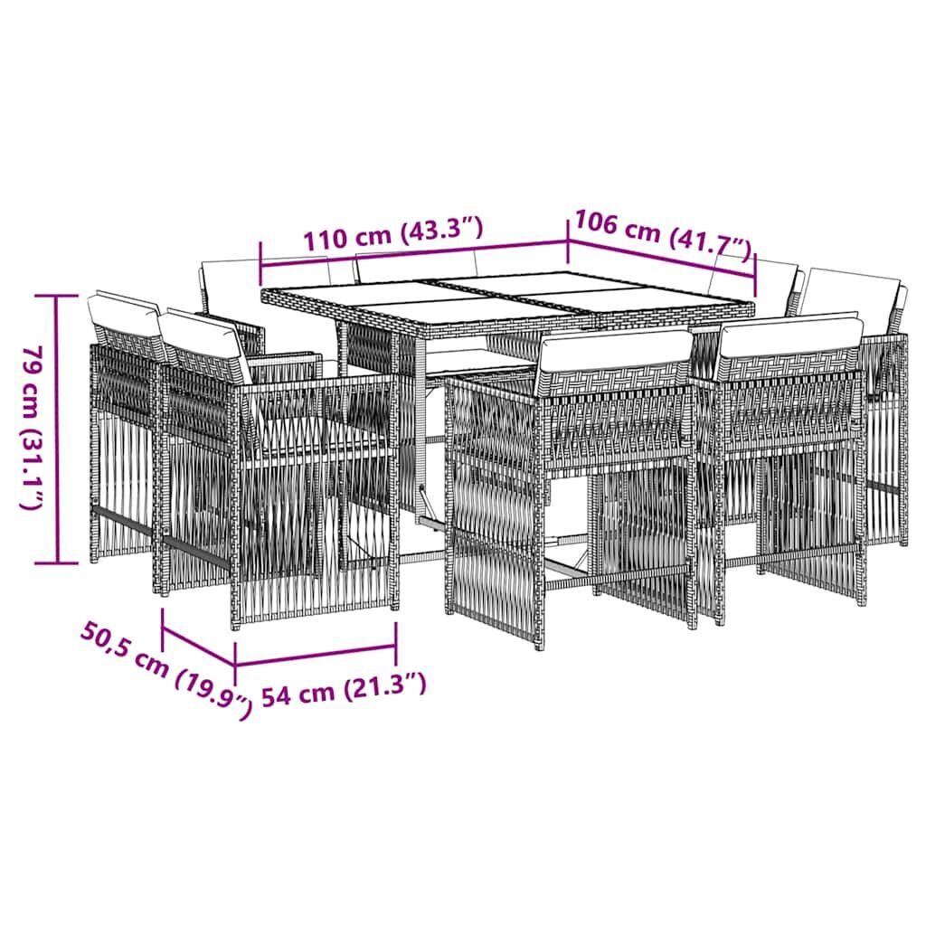 9 Piece Garden Dining Set with Cushions Black Poly Rattan Price